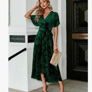 Women's Velvet Semi Formal Wrap Dress